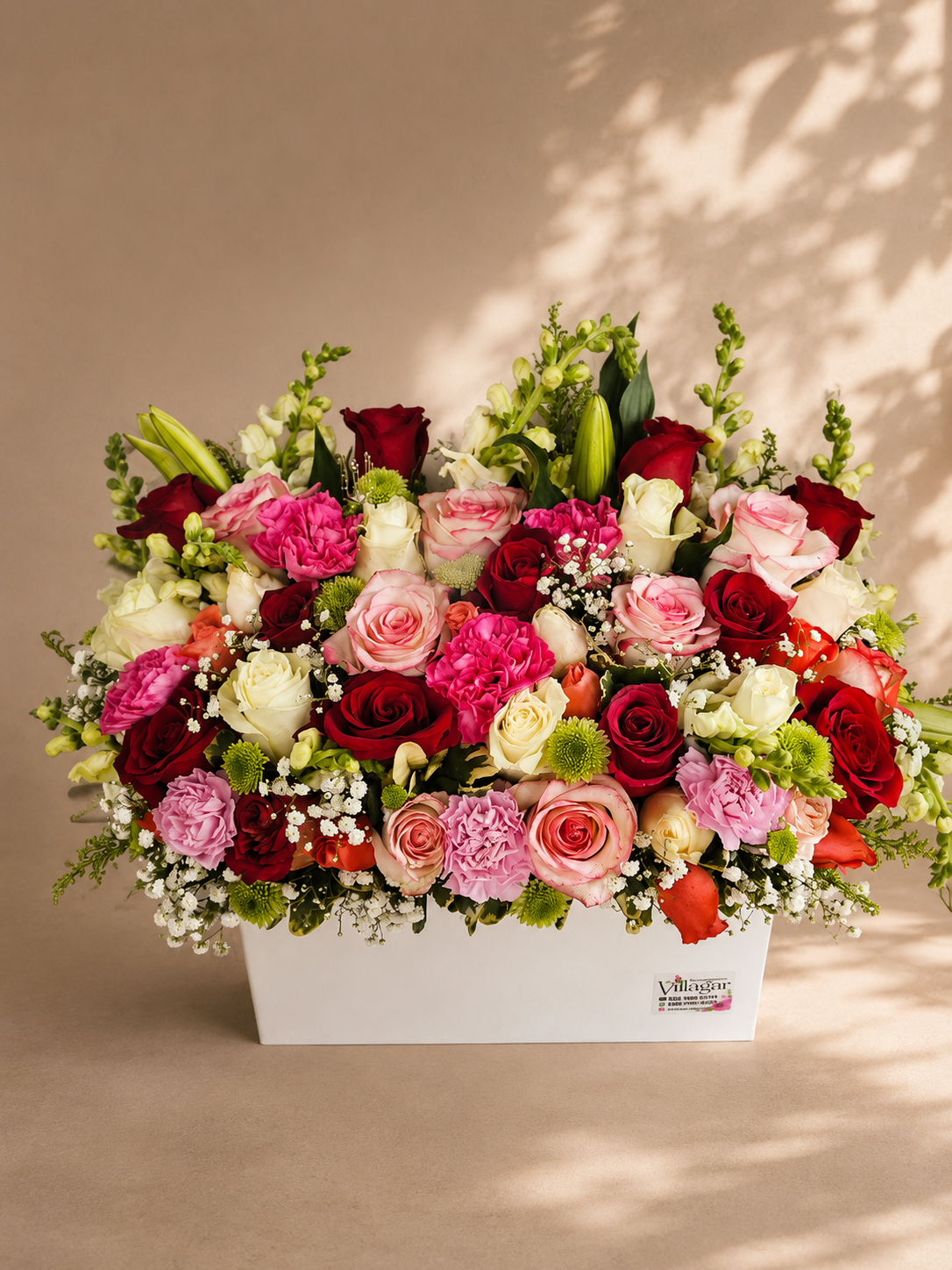 Arreglo floral premium en caja de lujo para regalo - Floristería Villagar